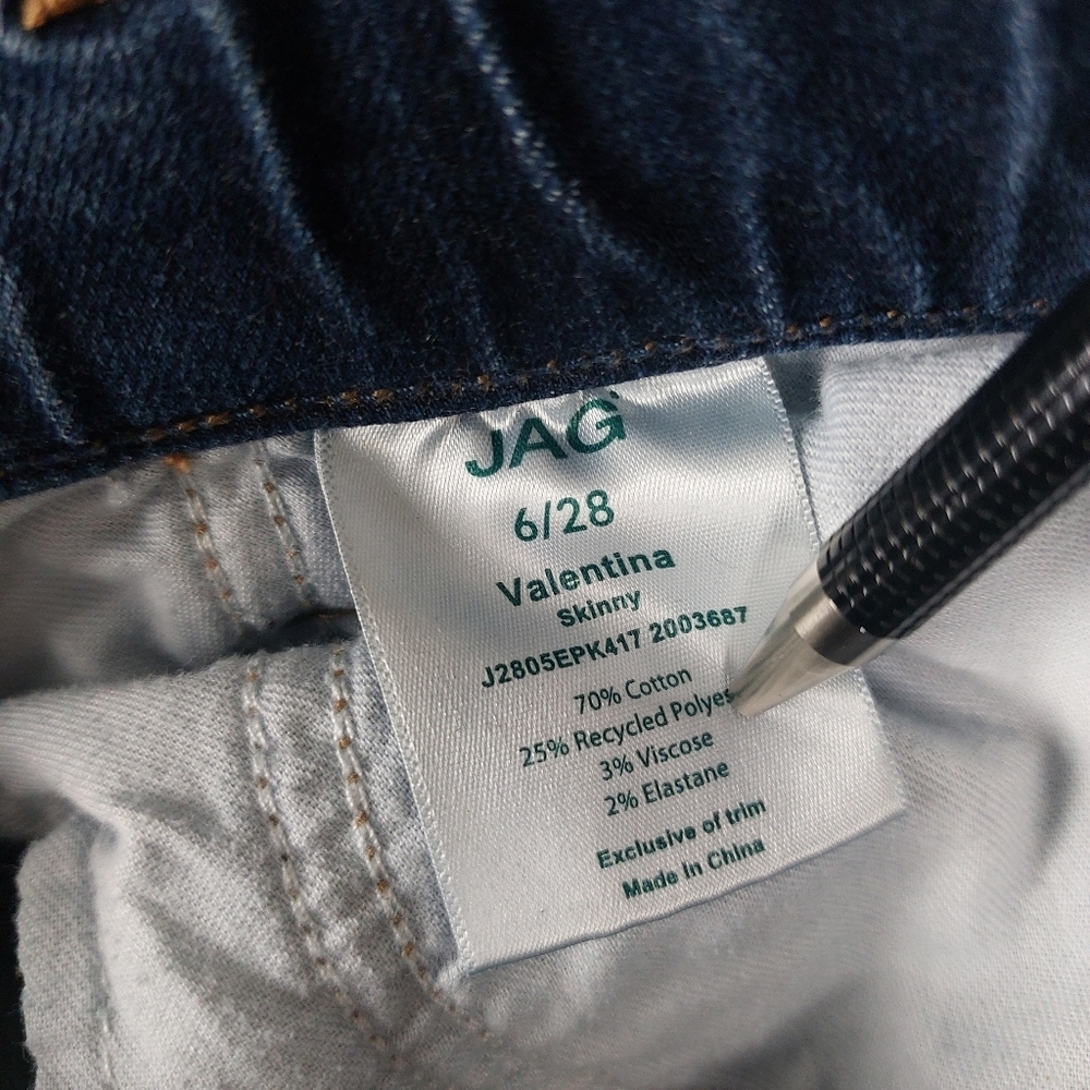 JAG JEANS VALENTINA WOMENS BLUE DENIM SKINNY ELASTIC WAIST PULL ON PANTS 6/28 - Picture 9 of 9